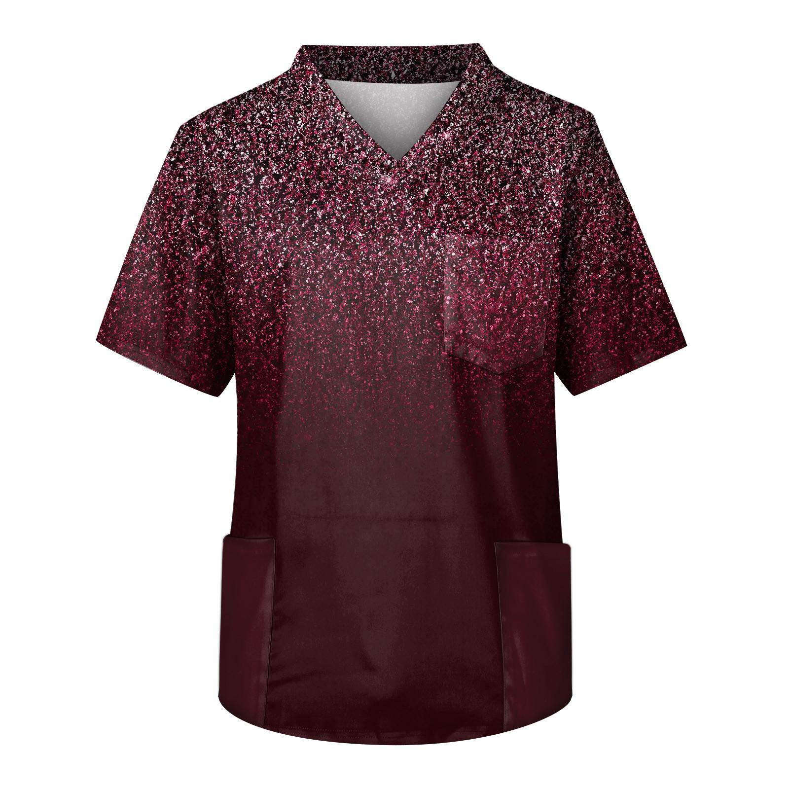 

Мужской топ с коротким рукавом и V-образным вырезом с принтом нагрудного кармана XXL винный