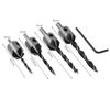 Woodworking Countersink Deburring Tool Set: 4PC & 7PC Five-Flute Countersunk Hole Opener Reamer Drill Bits.