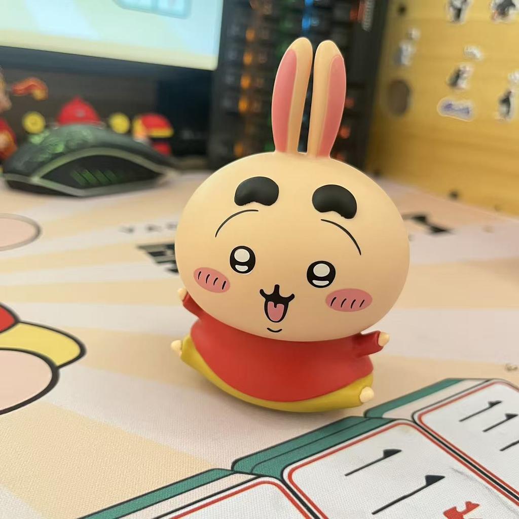 Chiikawa Usagi X Shin-chans Playground Figures Collectible Toys Cute Cartoon Anime Style Desk Decoration Mini Dolls Gift Idea
