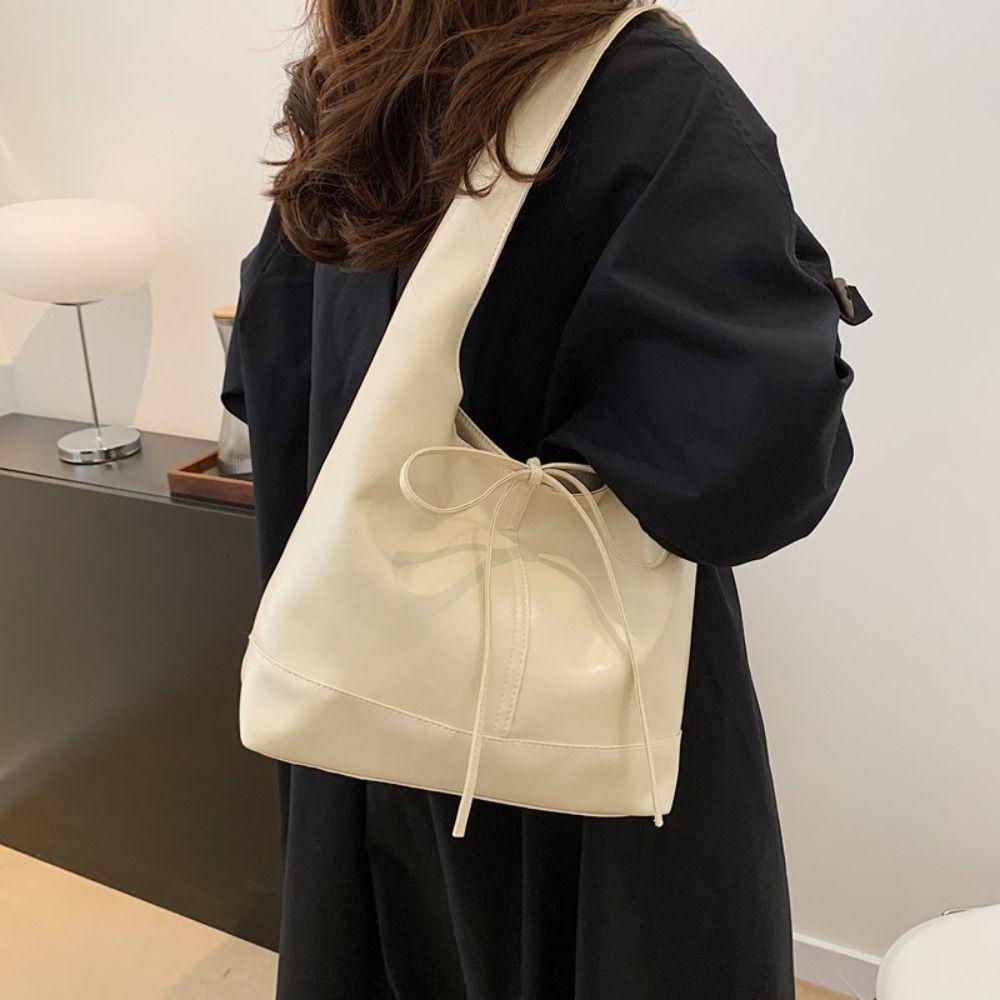 New Deisgn Y2k Shoulder Bag Large Capacity Leather Tote Bag Fashion Bow Underarm Bags  Handbag