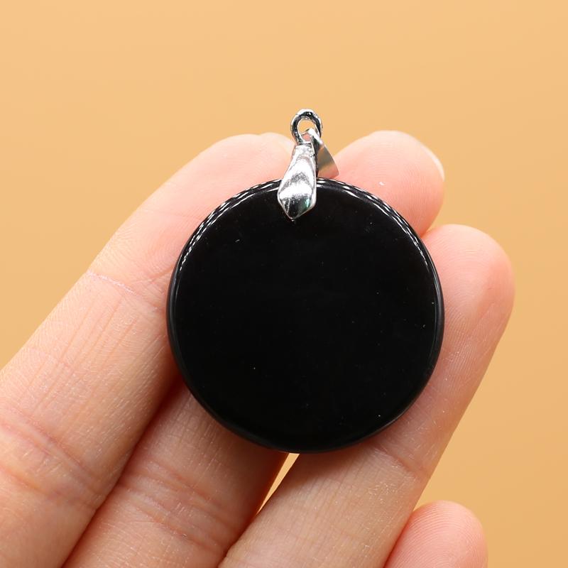 

1 шт. кулон с кристаллами исцеления ауры, модные круглые подвески из натурального камня для самостоятельного изготовления ожерелий, серег, украшений, аксессуаров, креативных ювелирных изделий, подарков 1Pc-30mm