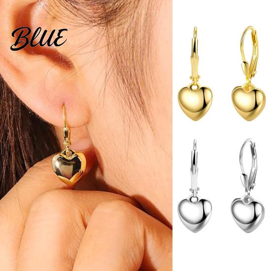 Lightweight Heart Earrings 1 Pair Women Leverback Pendant Polished Surface