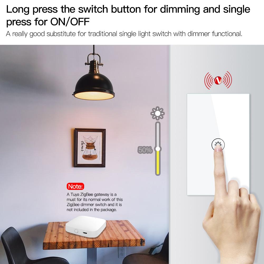 MOES Zigbee Dimmer Switch Tuya Smart Light LED Wall Touch Wall Switches Relay Interruptor Smart Life Home Automation System