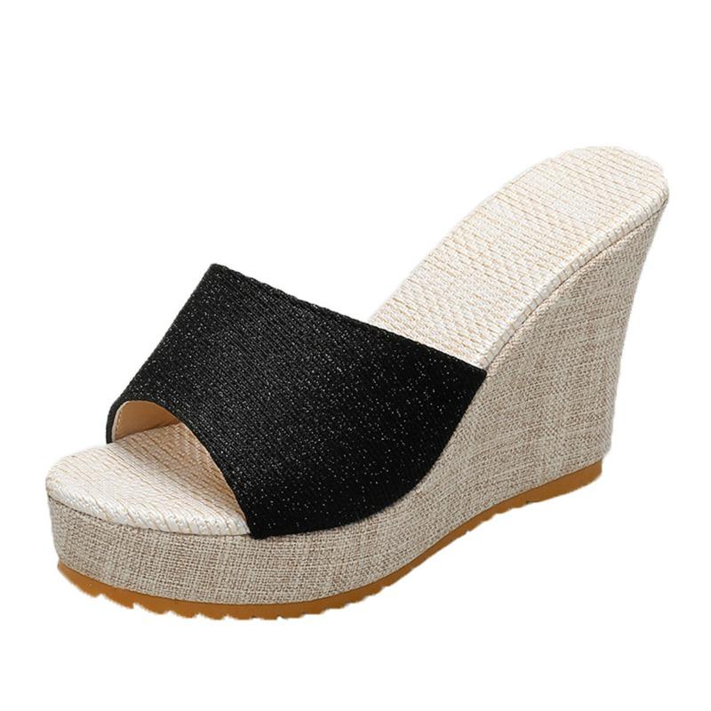 

Women Wedges Slippers Summer New High Heels Women Sandals Shallow Outdoor Beach Platform Slippers Comfortable Slides Women 35