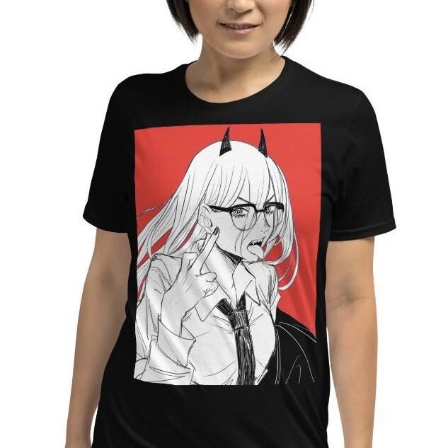 Devil Anime Horror Manga Girl Horns Middle Finger Short-Sleeve Unisex T-Shirt