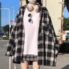 Korean Checkered Shirt Women's Sun Protection Outfit Loose Fitting Long Sleeved Top Student Mid To Long Length Hong Kong Style Jacket Women's
