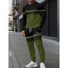 Men'S Casual Sportswear Set - Long-Sleeve Patterned T-Shirt And Drawstring Joggers, Made of Breathable Polyester Fiber