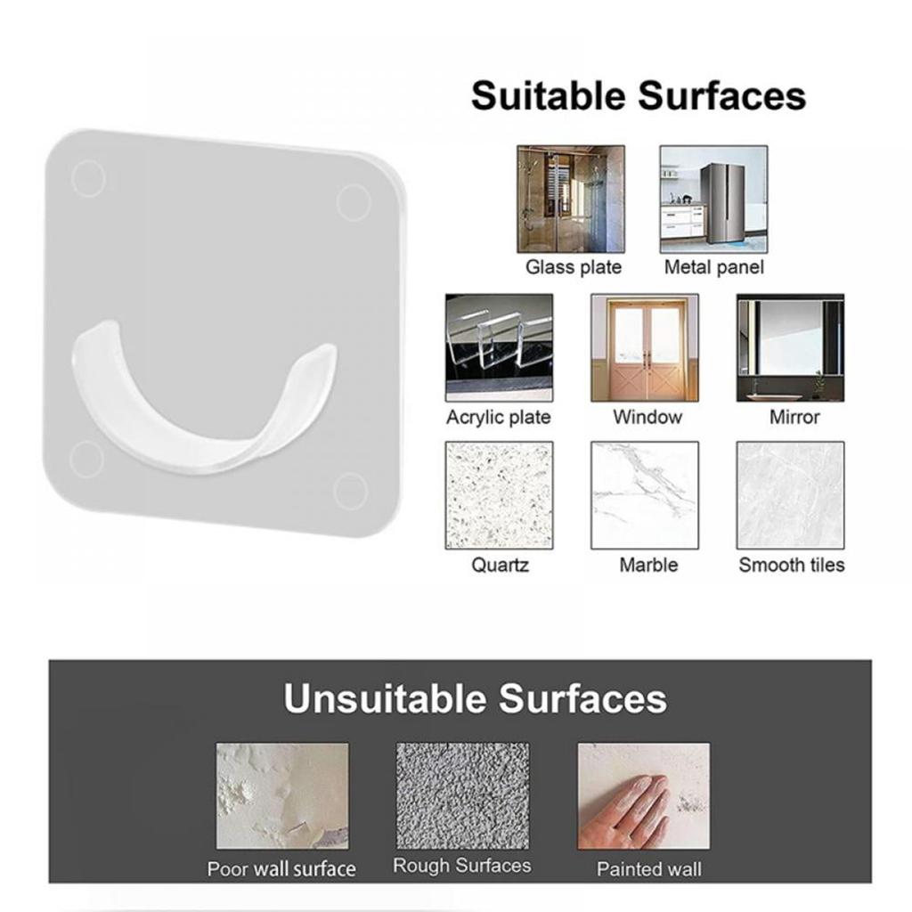 Transparent Shower Rod Tension Holder, No Drilling Stick On, Wall Mount Holder For Shower Curtain Rod