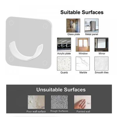 Transparent Shower Rod Tension Holder, No Drilling Stick On, Wall Mount Holder For Shower Curtain Rod