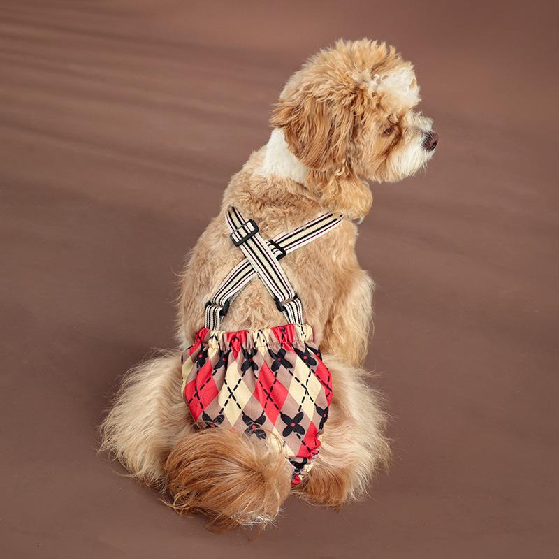Large Dog Washable Menstrual Pants with Suspenders - Reusable and Safe Pet Physiological Wear.