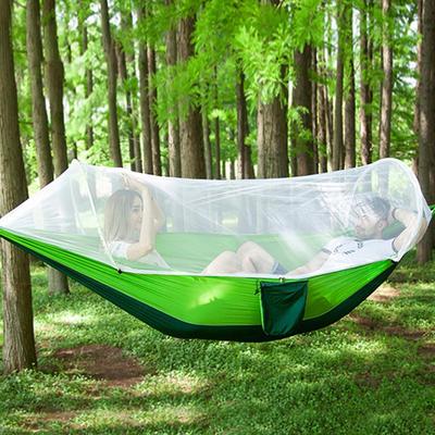 Hamaca portátil para acampar al aire libre para 1 o 2 personas con mosquitero de alta resistencia, hamaca colgante de tela para dormir