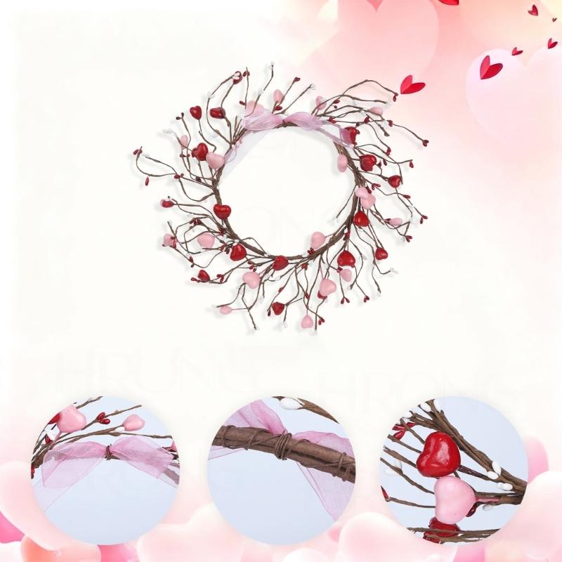 Artificial Heart Berries Wreath For Valentines's Day Decoration Decorative Garland Wedding Window Table Centerpieces