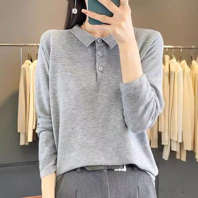 Early Autumn PO Shirt Women's T-Shirt Fashion Casual Pullover Long Sleeve Temperament Versatile Skinny Bottom Top Small Shirt