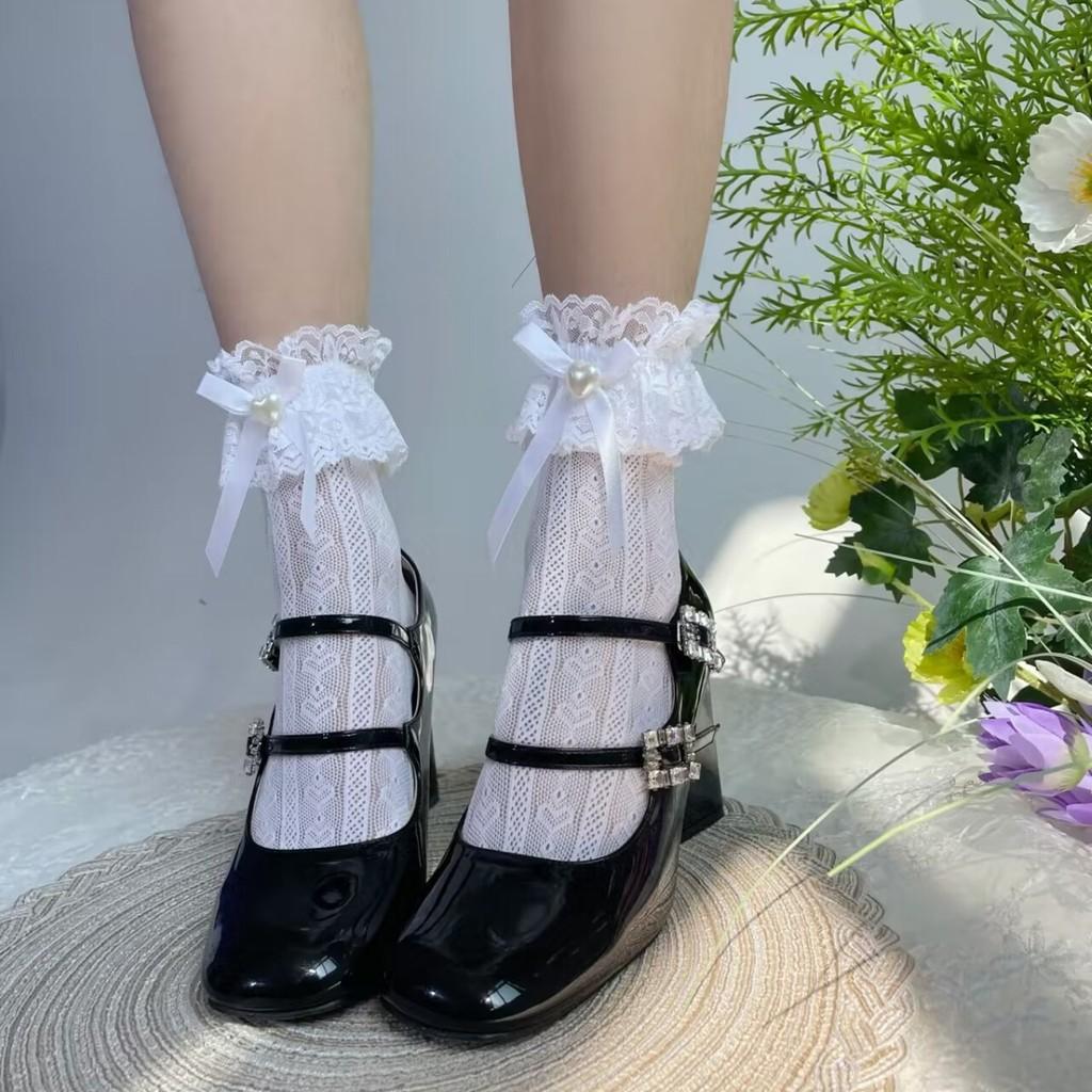 Lolita Lace Trim Socks With Breathable Nylon For Cute Summer Fashion
