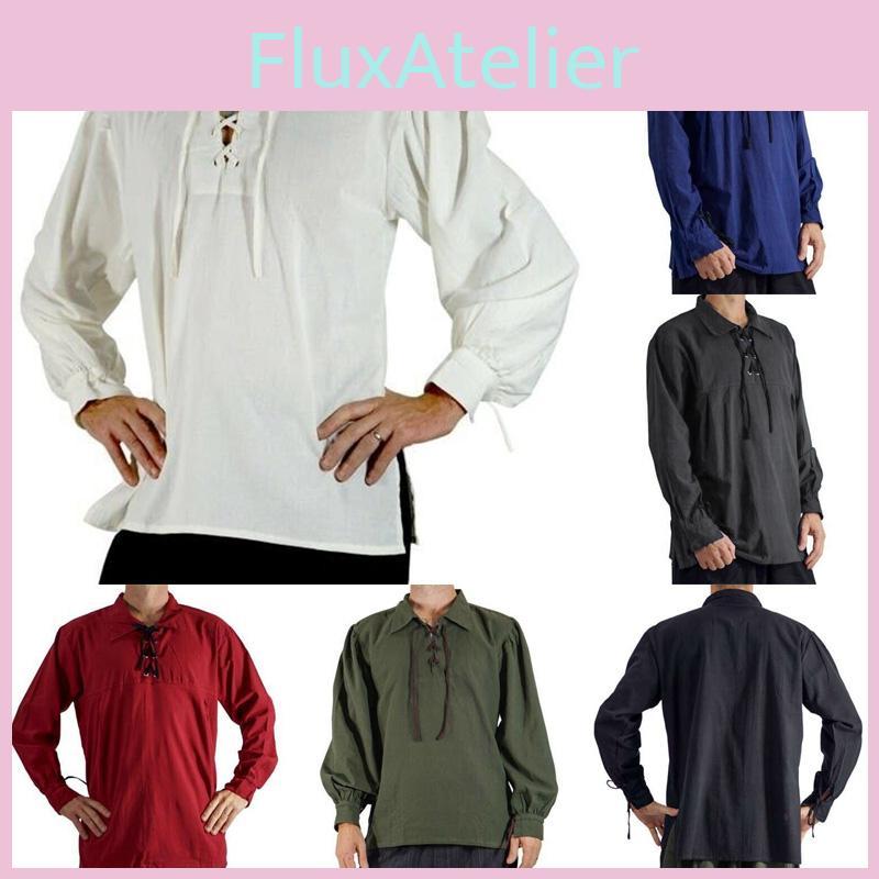Soft And Comfortable Medieval Style Pirate Shirt For Men With Wide Cuff Sleeves