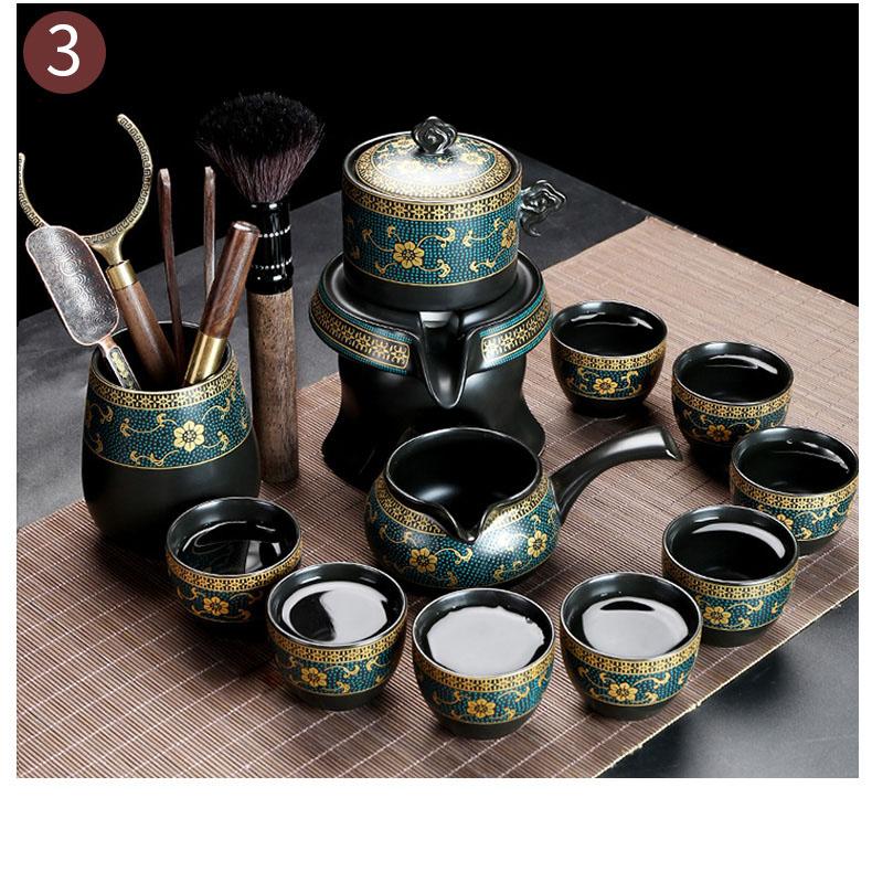 Semi-automatic Kung Fu Tea Set, Ceramic Stone Grinding, Teacup Tray, Porcelain Service, Gaiwan Tea Cups, Mug of Tea Ceremony