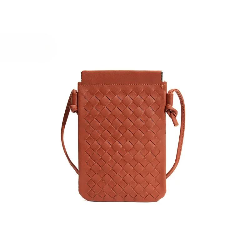 Handytasche Damen Modische Gewebte Kleine Quadratische Tasche Vielseitige Umhängetasche für Damen Handtaschen