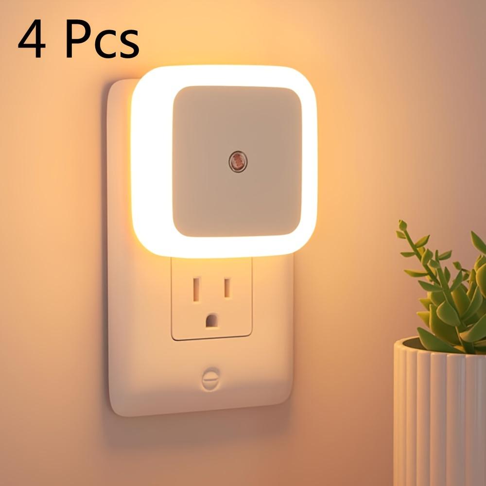 4pcs LED Plug-In Night Lights with Smart Sensor, Auto On/Off Nightlight for Bedroom, Kitchen, Stairs, Hallway & Bathroom