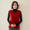 Women's V-neck Cashmere Cable Knit Sleeveless Vest Cardigan Sweater