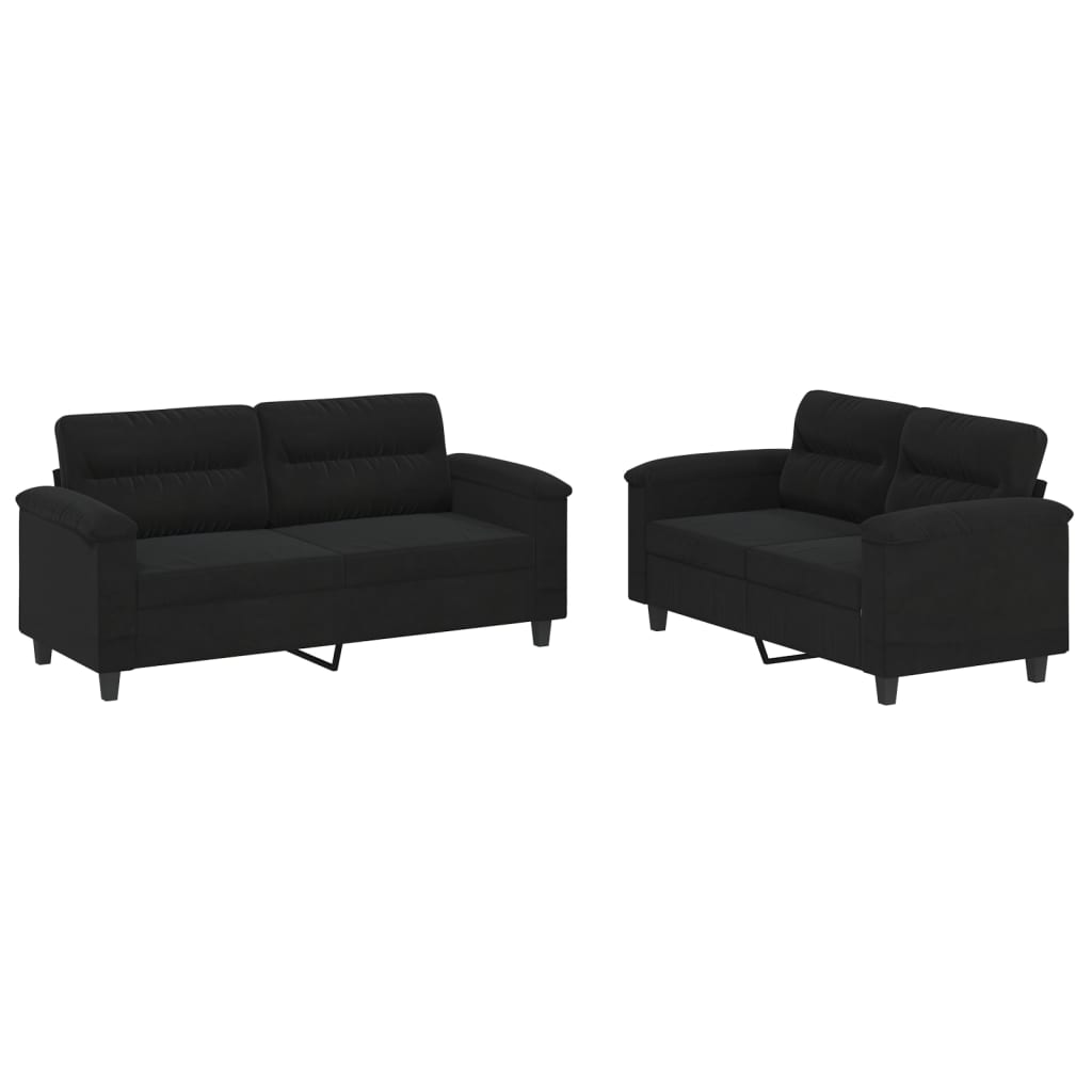 Vidaxl 2-Cz. Relaxation Set With Cushions, Black, Microfiber
