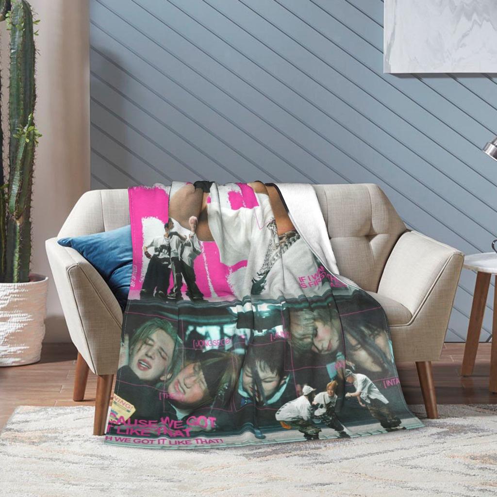 Super Soft DUH! P1Harmony Kpop Music Album Throw Blanket Premium Fleece Flannel Bed Blanket Cozy Warm Blankets All Season Use