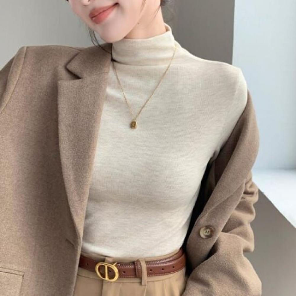 Navava Women SofT Fleece Mock Neck Long Sleeve T shirT nT3085