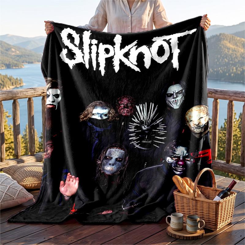 Warm Flannel Blanket Slipknot Pattern, Lightweight Comfortable Throw Blanket for Bed Sofa Use