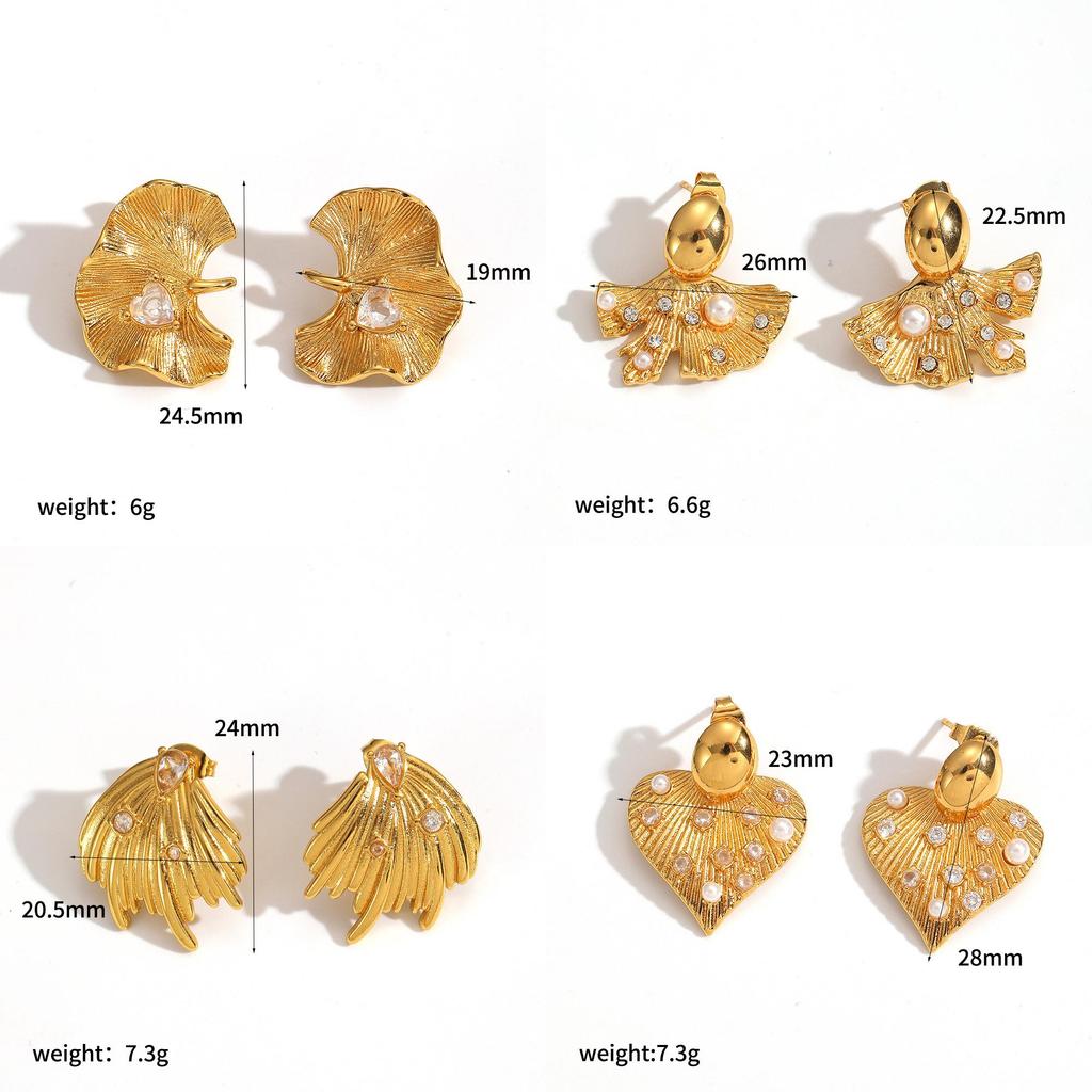 Französische Retro-Perlenohrringe mit Herzform und PVD-Gold-Finish für Damen-Stil-Accessoire