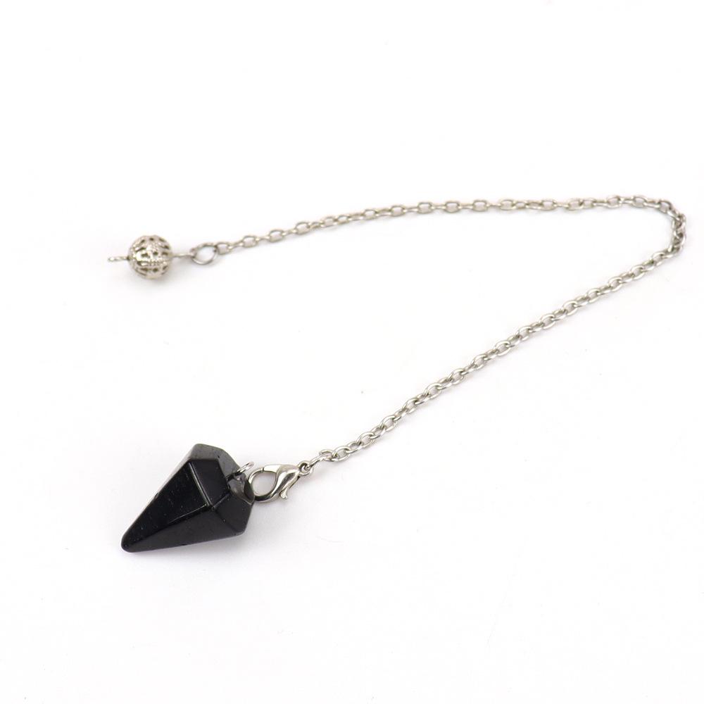 Powder Crystal Amethyst Natural Stone Hexagonal Column Tapered Pendant Necklace Hexagonal Spine Crystal Yoga Pendulum Pendant L01