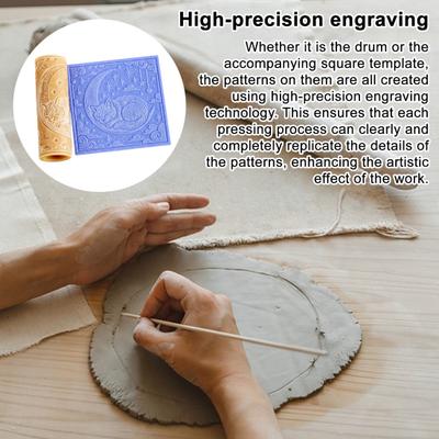 1/4 Pezzi Rullo per Argilla Stampo per Goffratura Mattarello a Motivo Inciso ad Alta Precisione Design Luna Strumento per Ceramica Artigianato Fai da Te