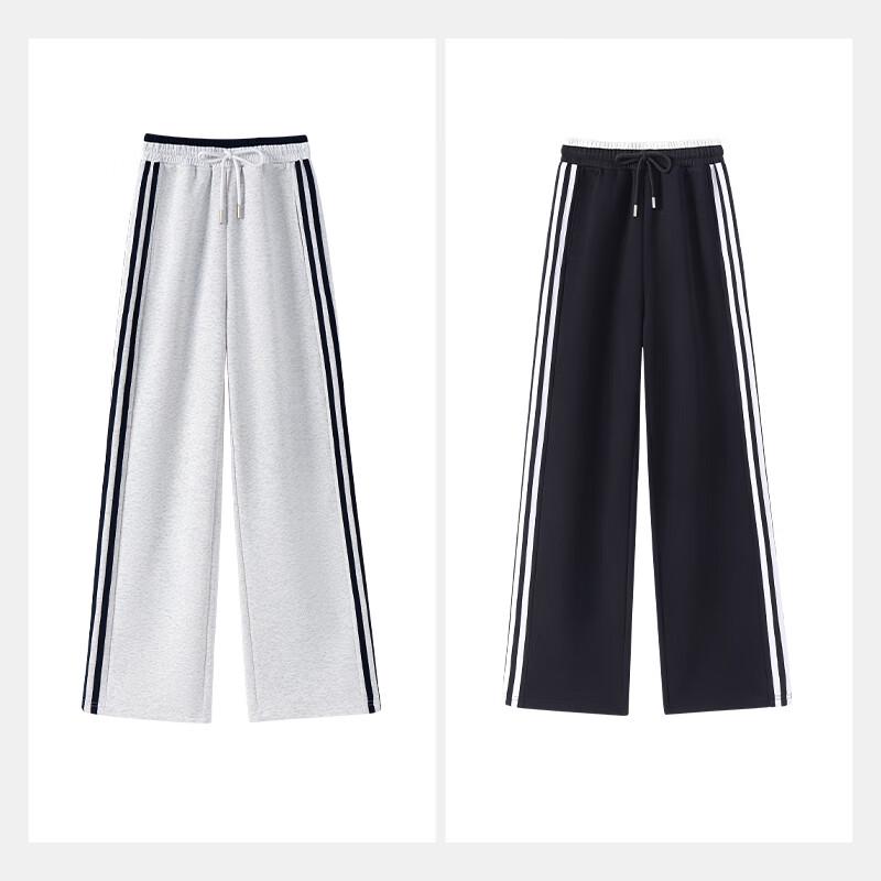 MJ STYLE Women's Striped Wide-Leg Sweatpants