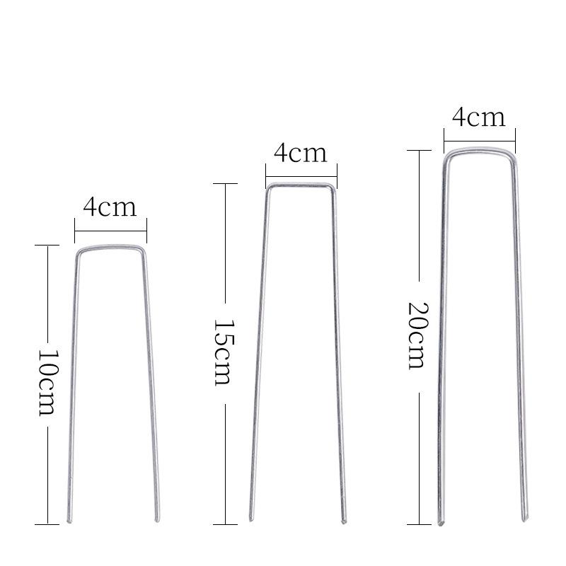 Customized Galvanized U-Shaped Ground Stakes with Washers for Weed Barrier and Landscape Fixing