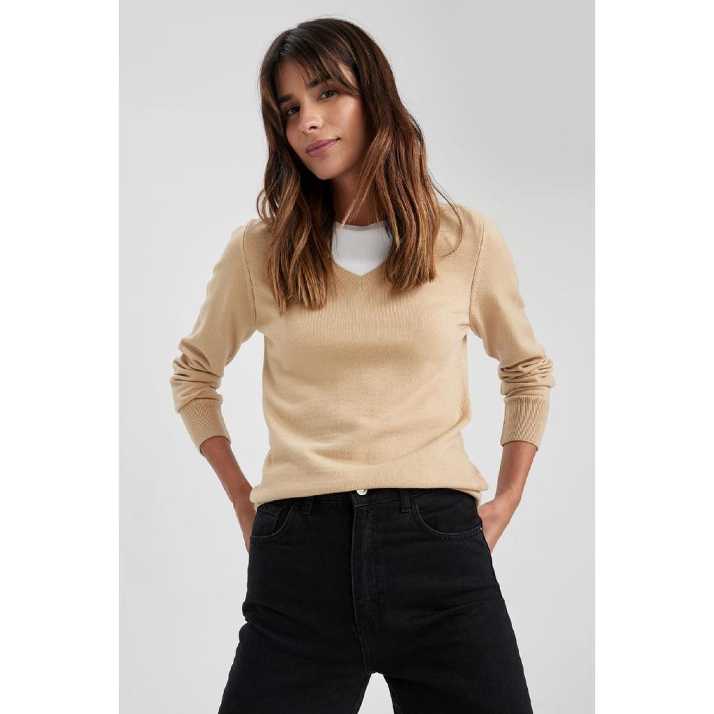 Regular Fit V-neck Basic Sweater F7088az23wn