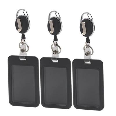 Simplicity Porta tessere identificative per dipendenti con clip retrattile per badge, colore bianco e nero, protezione per tessere identificative per dipendenti, forniture per ufficio