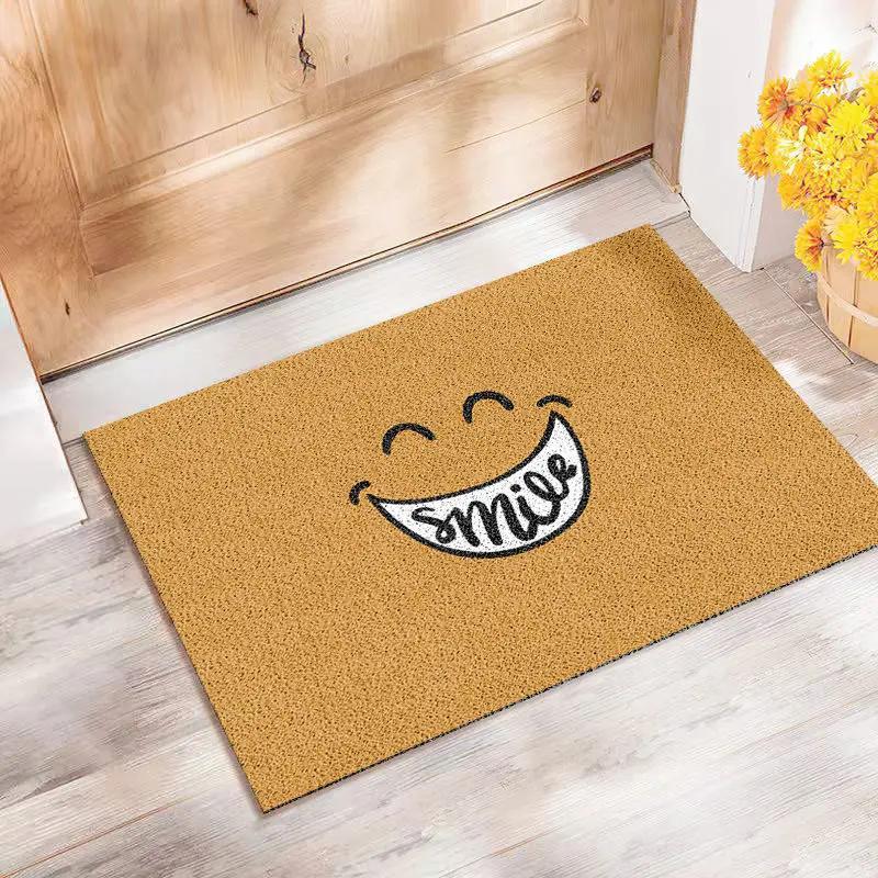 Door Floor Mat Pvc Silk Ring Foot Mat Door Mat Porch Change Insole Carpet Rubbing Dust Dust Non-slip Cute Smiley Face