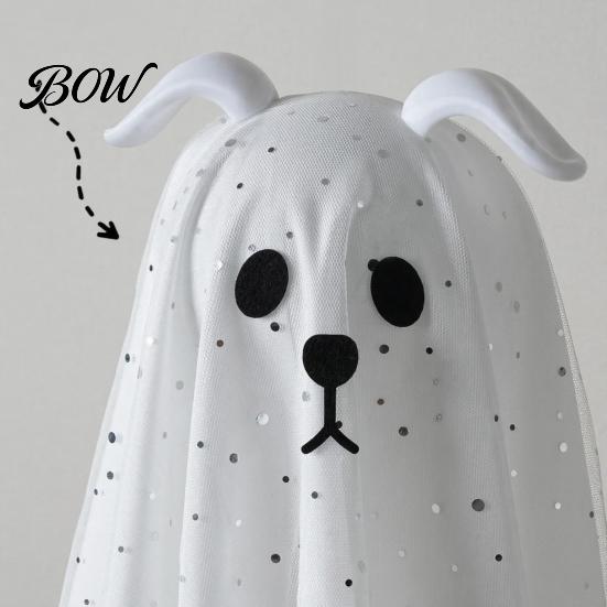 Spooky Atmosphere Home Accents 3 Pcs Lighted Dog Ghost Hanging Ornaments, Halloween Outdoor Flying Haunted House Party Supplies Gauze with LED