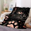 1pc Black Cat Print Blanket, Lightweight Flannel Throw For Sofa, Bed, Travel, Camping, Livingroom, Office, Couch, Chair