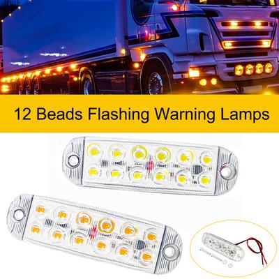 2Pcs 12LED Car Trailer Indicator Light Auto Side Light Gap Truck Bus Clearance Light Caravan Amber Flashing Warning Lamps
