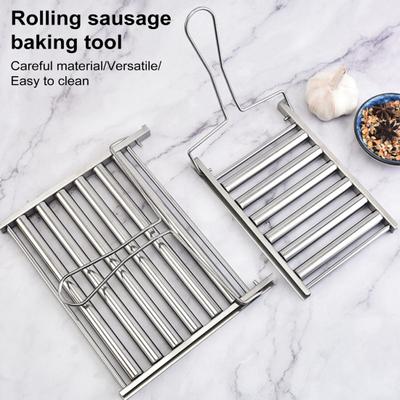 Sausage Roller Rack Hot Dog Stand BBQ Roller Grill Stainless Steel Sausage Barbecue Stand for Picnic Camping Accessories