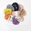 Cute Bear Embroidered Knitted Hat Autumn and Winter Hat Women's Versatile Warm Big Head Circumference Face Covering Plain Wool Hat