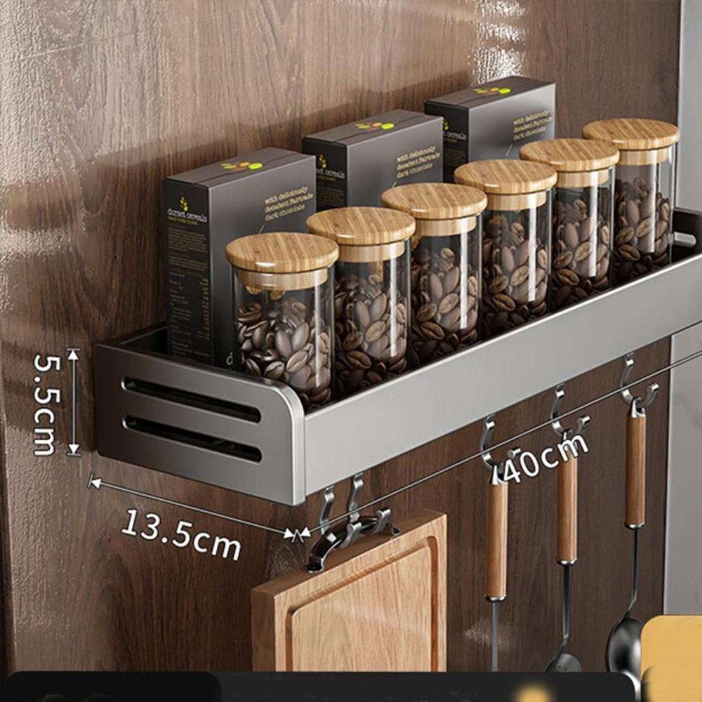 New Multifunctional Kitchen Spice Rack Wall Mounted with Hook Kitchen Organizer Space Saving Seasoning Rack Household 4880₽