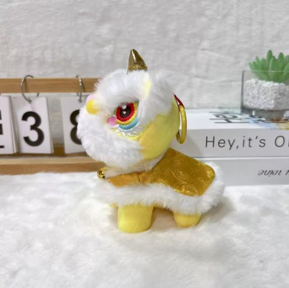 Cartoon Lion Dance Keychain Awakened Lion Year Of Horse Lion Dance Pendant Chinese Style Plush Toy Doll Chinese New Year Gift