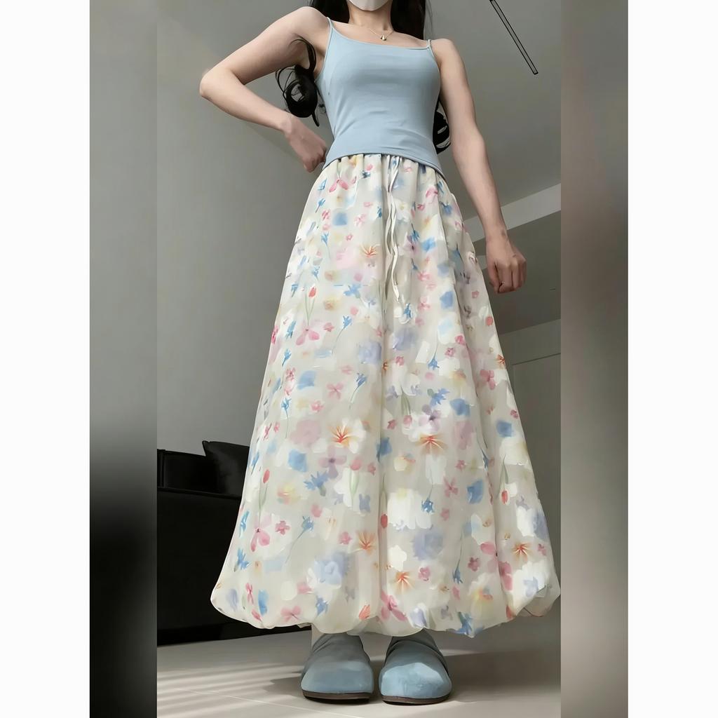 Summer French Style Floral Palazzo Pants Women High Waist Loose Boho Print Wide Leg Trousers with Drapery Comfortable & Elegant