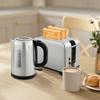 Simple Polished Toaster and Kettle Set - Silver Tone