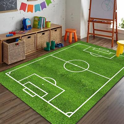 Cartoon-Fußballfeld, rutschfester Teppich, Schlafzimmer, Wohnzimmer, Küche, Bodenteppich, weiche Fußmatte für die Früherziehung von Kindern, Heimdekoration