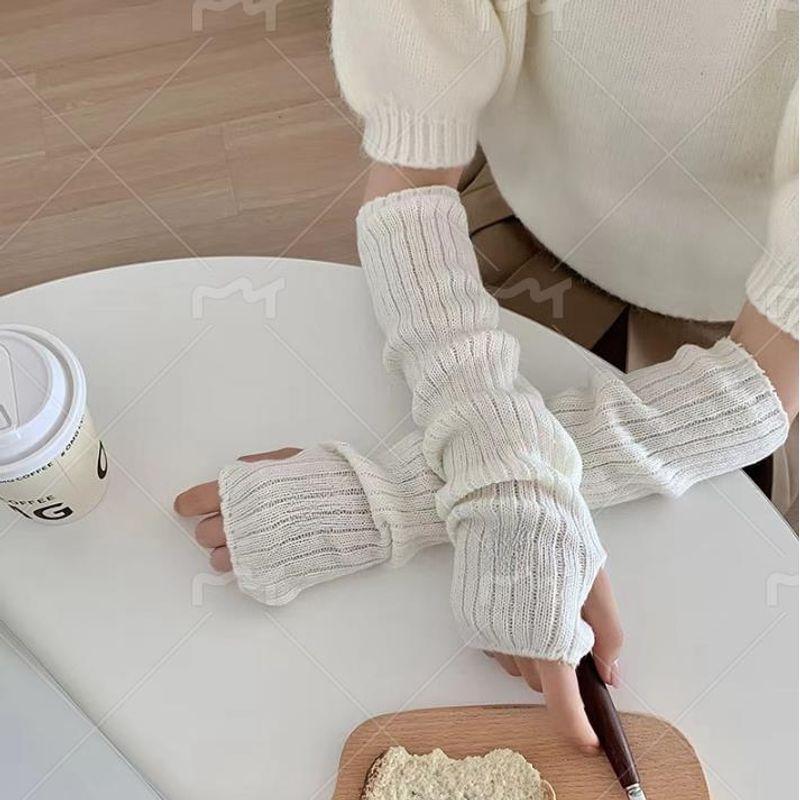 

Spring and Autumn New Ballet Style Bow Oversleeve Y2g Millennium Gyaru Knitted Pile Style Oversleeve Japan fashion JK Arm Guard Sets White digging sleeve [1 pair]]