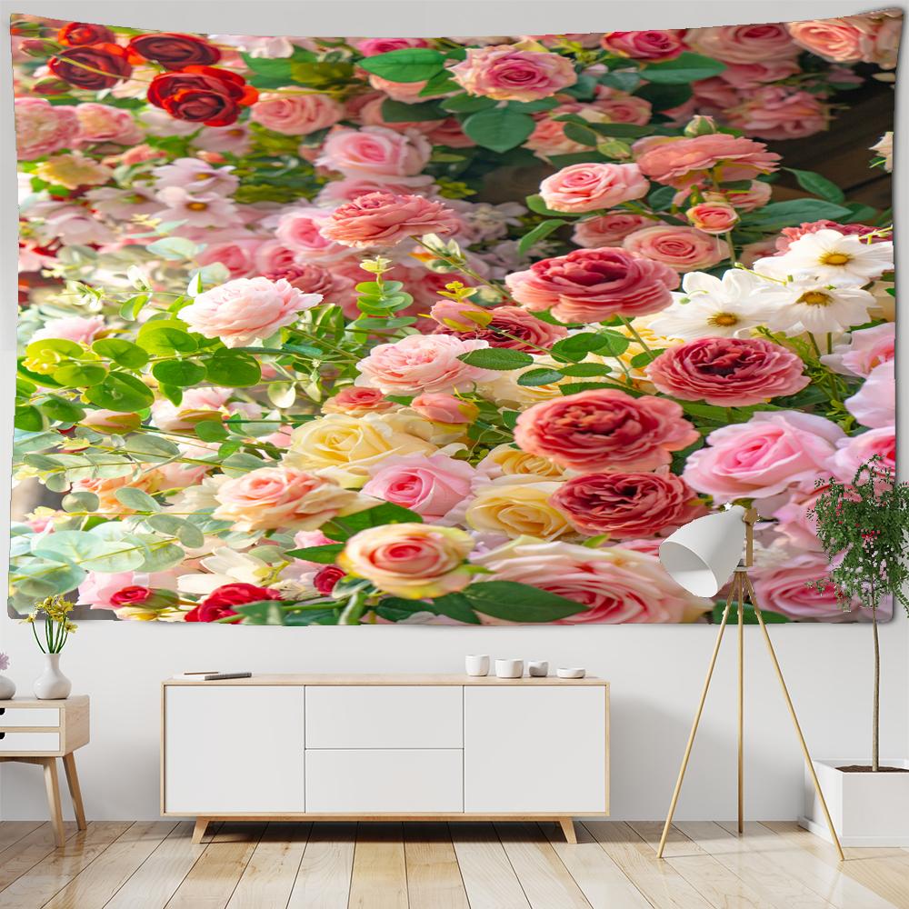 Flower Tapestry Wall Hanging Cloth 3D Printed Beach Towel Rose Cherry Blossoms Wall Carpet Yoga Mat Home Decor Tapestries Premium Quality