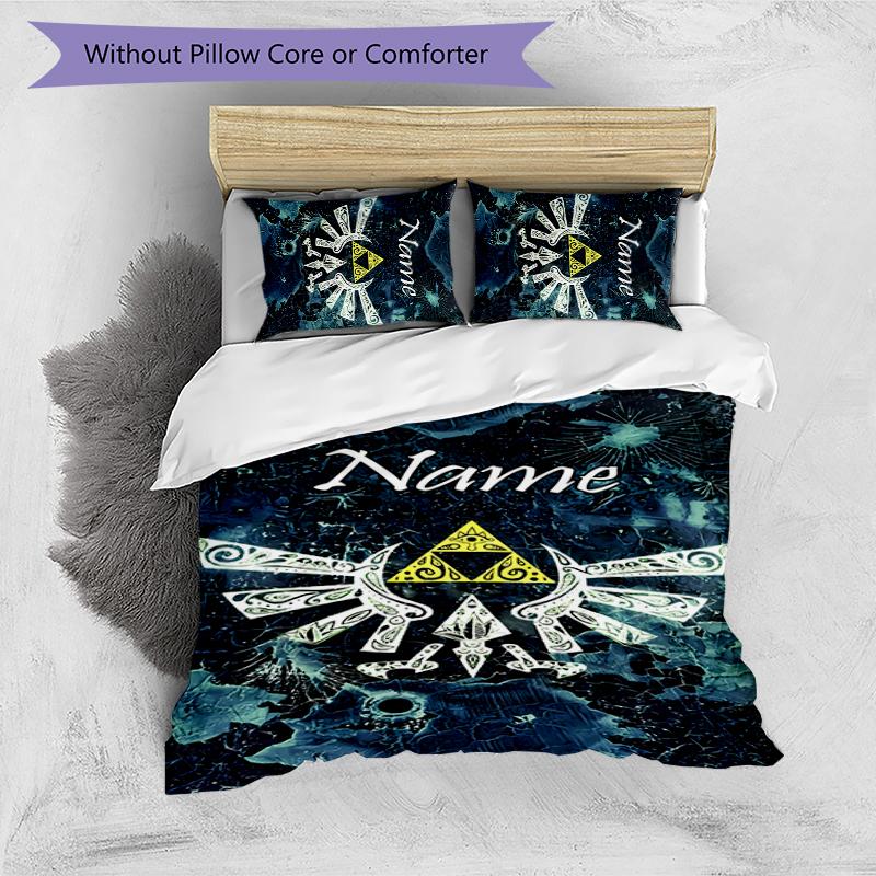 3pcs Custom Name The Legend of Zelda Breath of the Wild Bedding Set Duvet Cover Closure Includes 1 Duvet Cover & 2 Pillowcases for All Seasons Bedroom