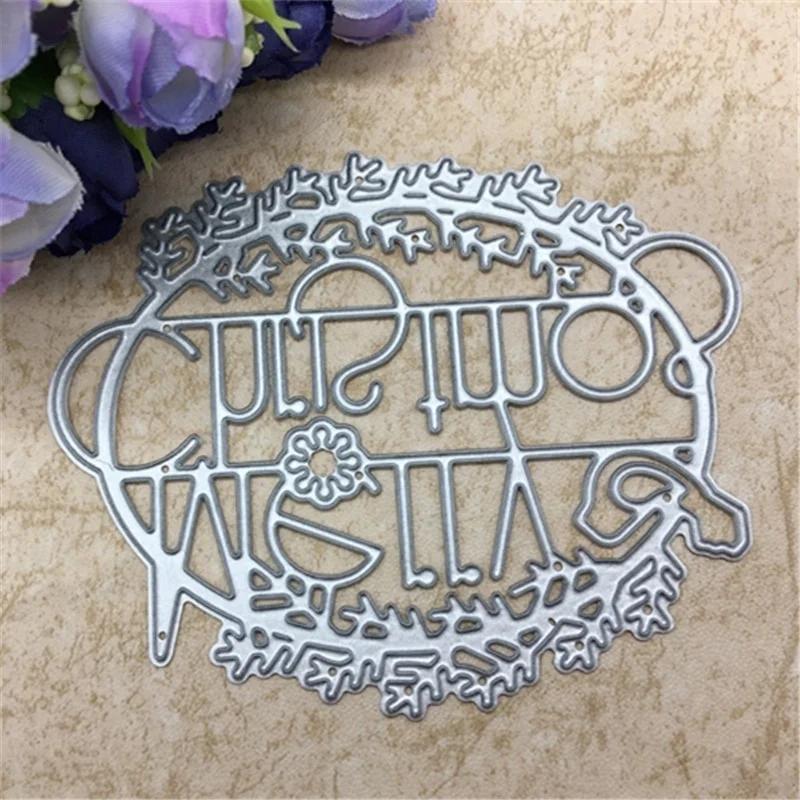 

1Pc Merry Christmas Metal Cutting Dies DIY Craft Stencil for Scrapbooking Stamps Embossing Mold Paper Cards Making. Silver