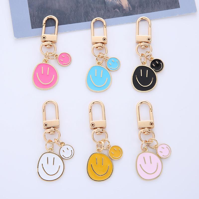 Smiling Face & Heart Enamel Keychain with AirPods Case Holder